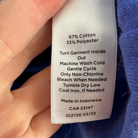 Talbots Hoodie Sweatershirt Women XS Blue French Terry Pullover Zip Comfort Soft - Picture 4 of 8